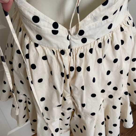 MABLE Gwendolyn Ruffle Top Polka Dot Romper Size Large - Picture 6 of 12